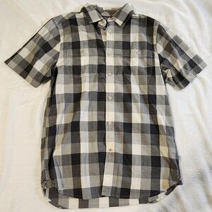 The North Face Short Sleeve Button Up, Black and‎ White Plaid, EUC, Size Small